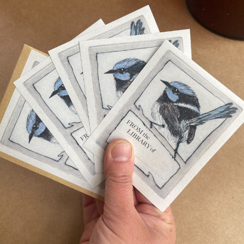 Fairywren Bookplates in hand
