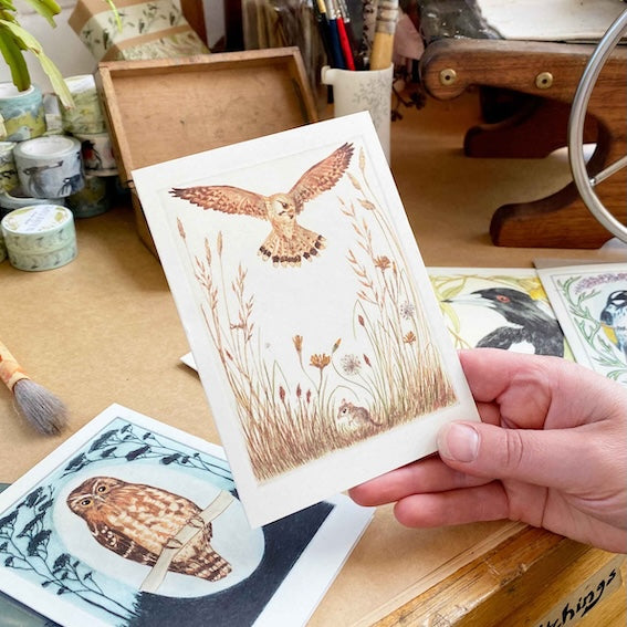 Greeting Card - Nankeen Kestrel and Dunnart "I am a Magpie" Collection