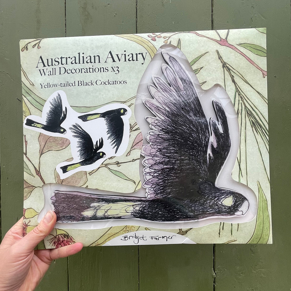 Australian Aviary ~ Wall Decorations ~ Yellow-tailed Black Cockatoos (set of 3)