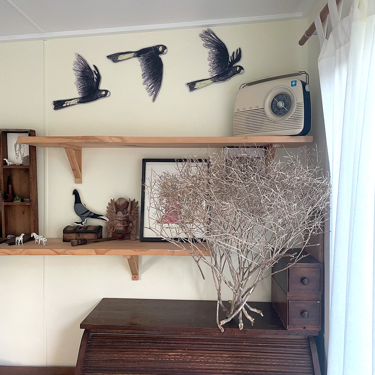 Australian Aviary ~ Wall Decorations ~ Yellow-tailed Black Cockatoos (set of 3)