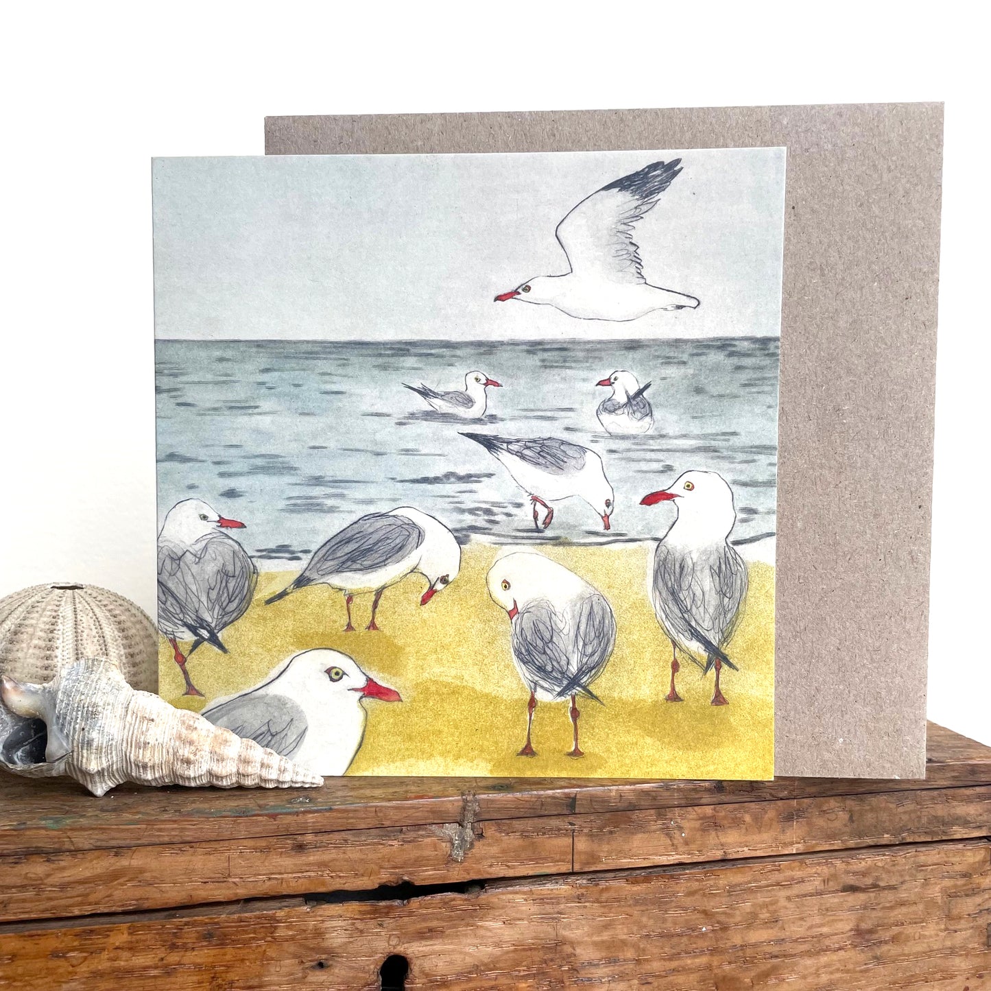 Greeting Card - Silver Gulls "The Beach Birds" Collection