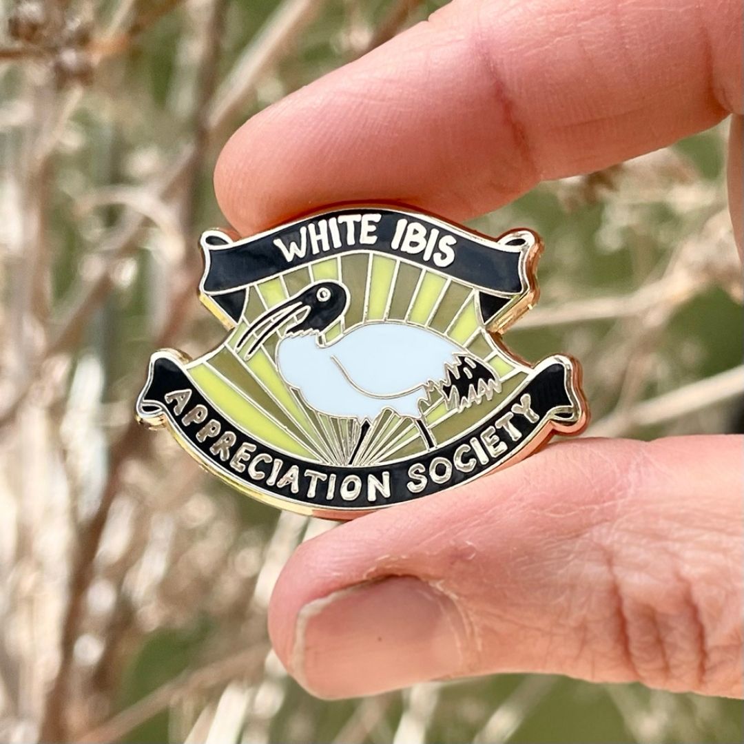 White Ibis Appreciation Society Enamel Pin