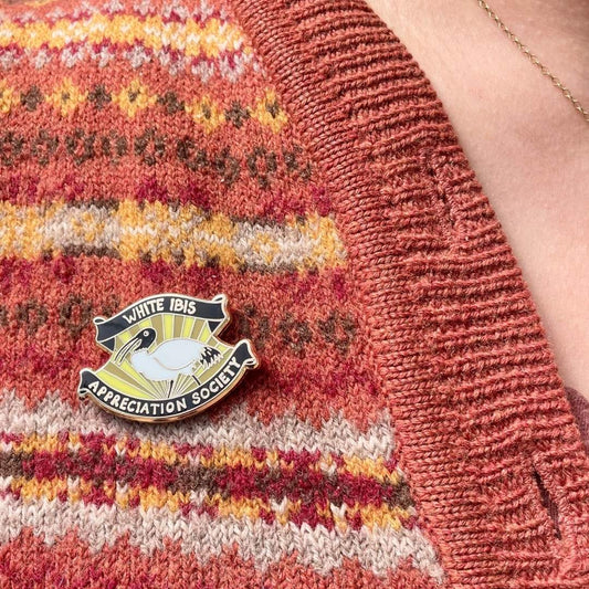 White Ibis Appreciation Society Enamel Pin