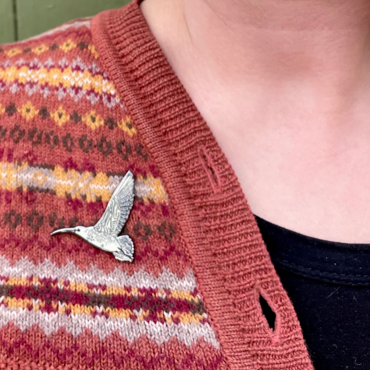 Eastern Curlew In Flight Enamel Pin
