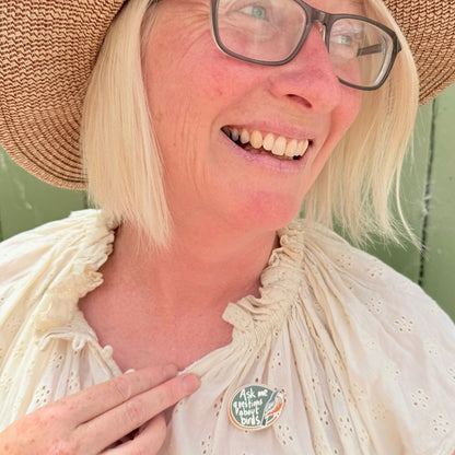 Ask me questions about birds -Rufous Whistler Enamel Pin