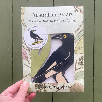 Pied Currawong Standing Bird Ornament