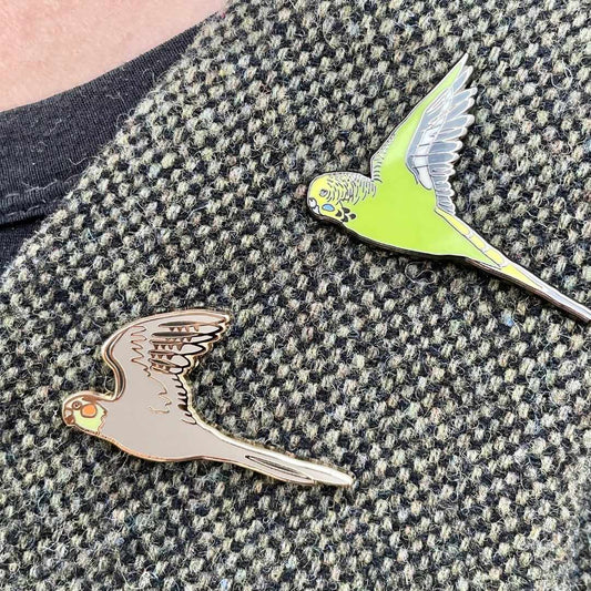 Green Budgie In Flight Enamel Pin