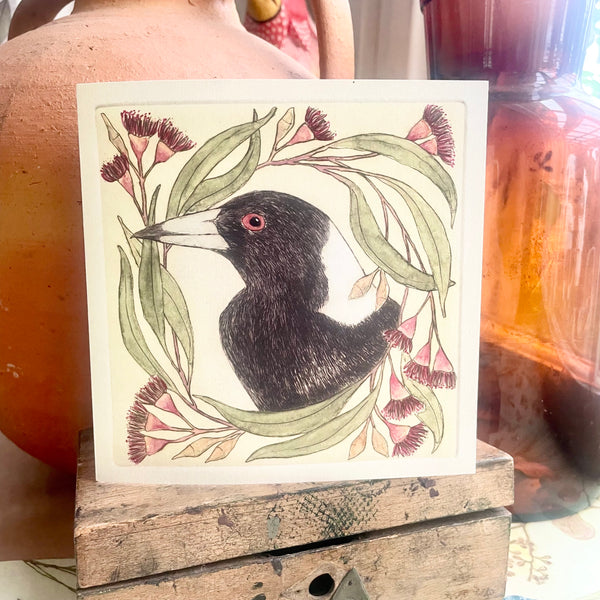 Christmas Card - Merry Magpie