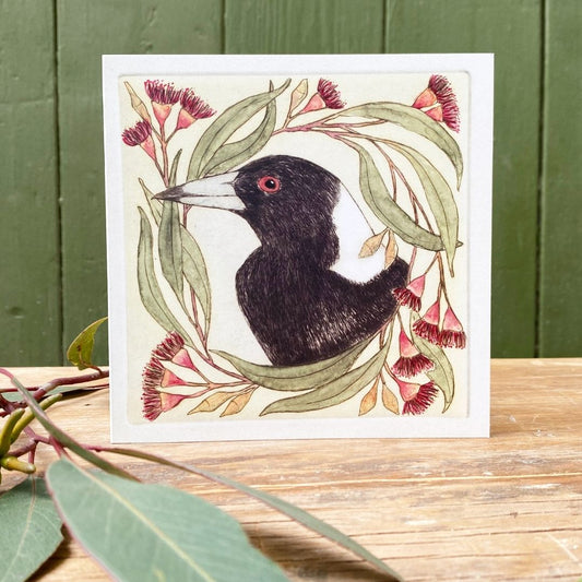Christmas Card - Merry Magpie