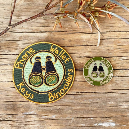 Phone, Wallet, Keys, Binoculars - Enamel Pin