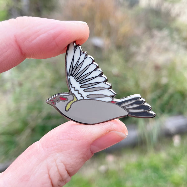 Red-browed Finch In Flight Enamel Pin