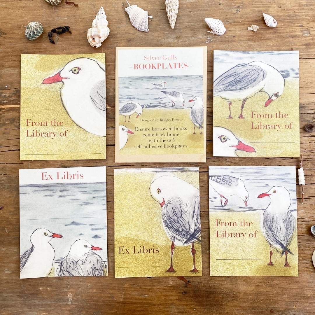 Bookplates - Silver Gulls- Set of 5