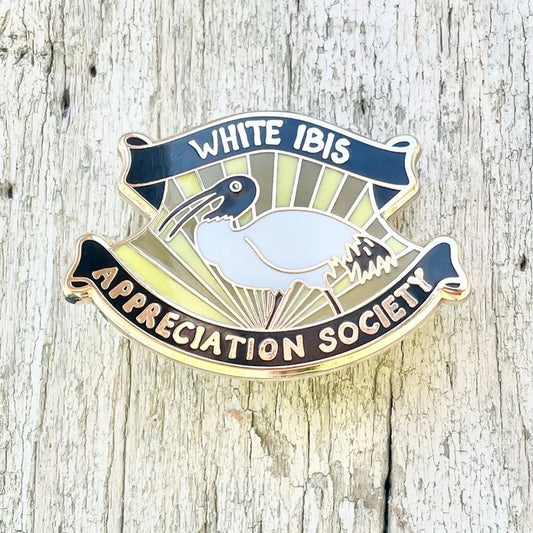 White Ibis Appreciation Society Enamel Pin