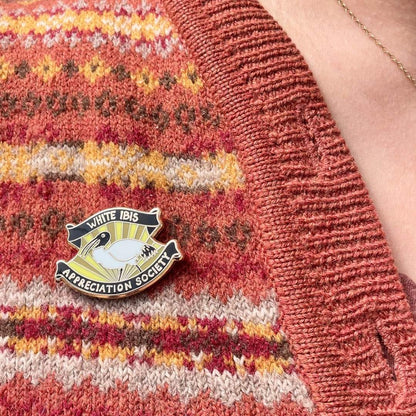 White Ibis Appreciation Society Enamel Pin