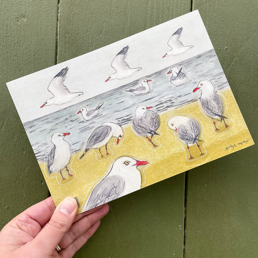 Silver Gulls Sticker Sheet A5