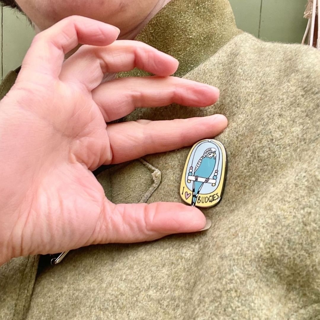 I Love Budgies Enamel Pin