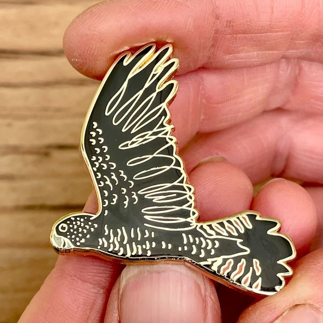 Red-tailed Black Cockatoo in Flight Enamel Pin