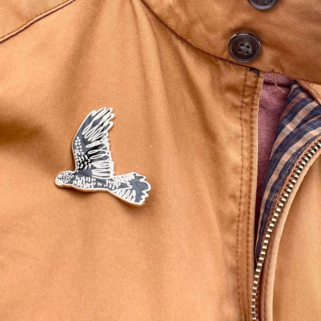 Red-tailed Black Cockatoo in Flight Enamel Pin