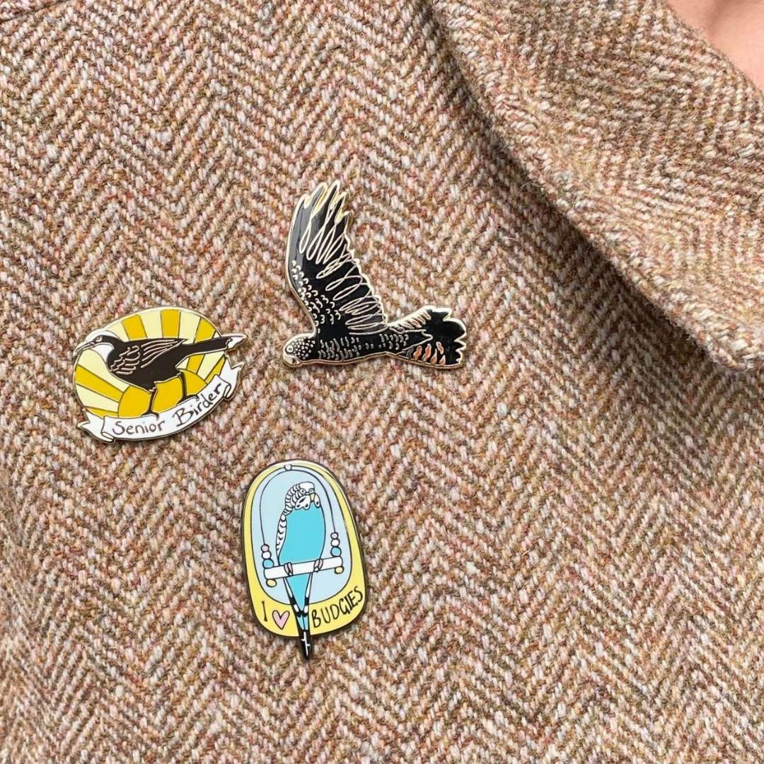 Red-tailed Black Cockatoo in Flight Enamel Pin
