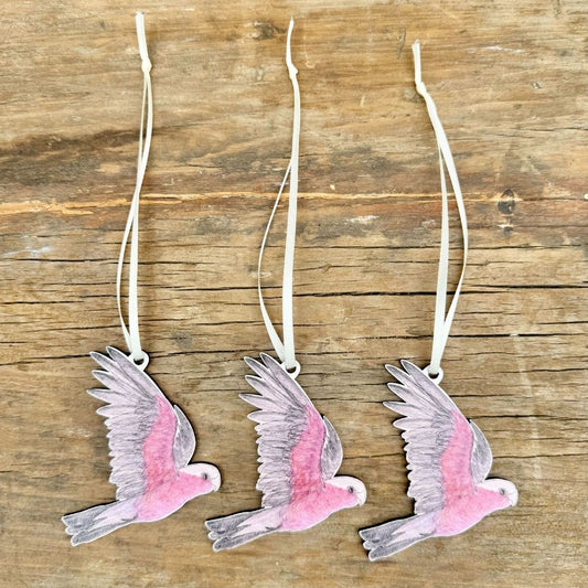Three Galah Christmas Ornaments