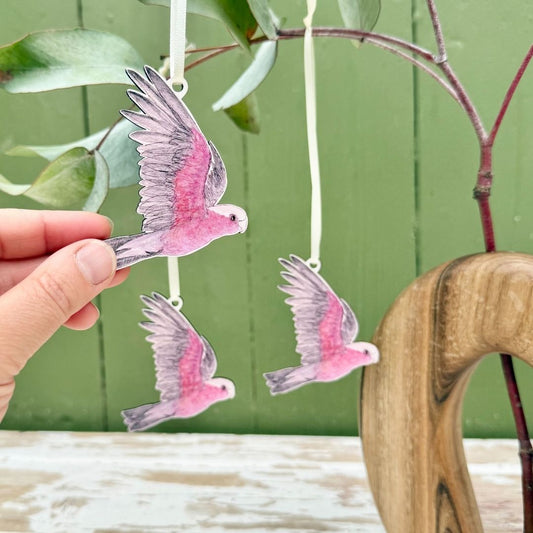 Three Galah Christmas Ornaments