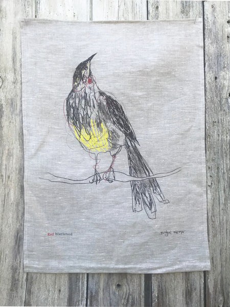 Tea Towel - Red Wattlebird