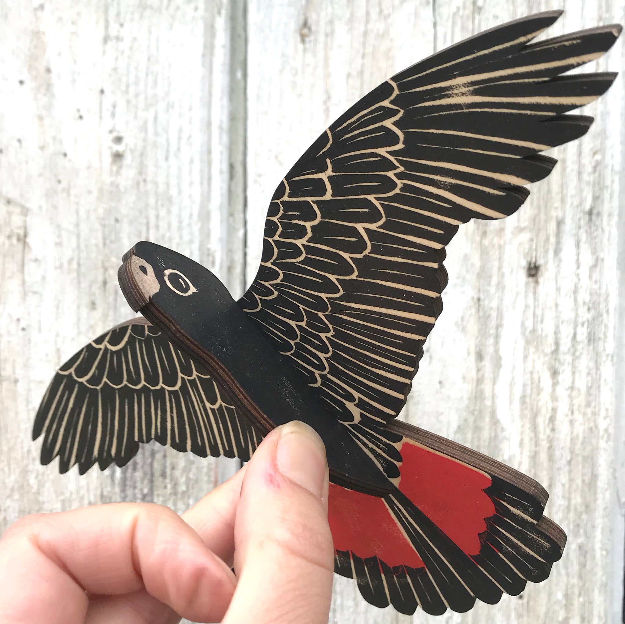 QUICKORDER SET -  12 x Wooden Bird Mobiles MAGPIE, FEMALE & MALE RED-TAILED BLACK COCKATOO, MALE FAIRYWREN (3 x 4 most popular designs)